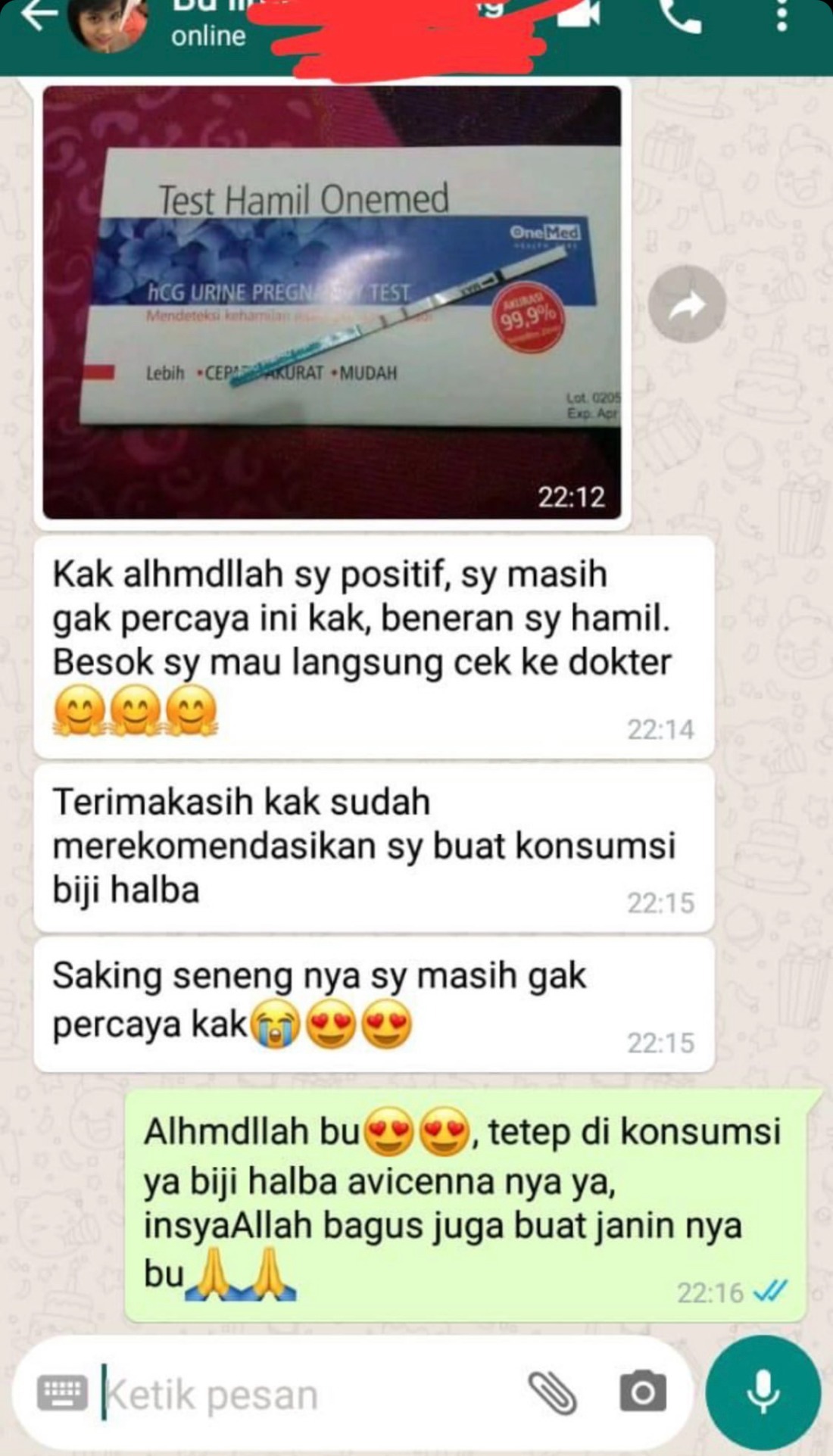 Screenshot testimoni pelanggan Avicenna Health